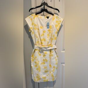 Ann Taylor Cream and Yellow Floral Mini Dress
